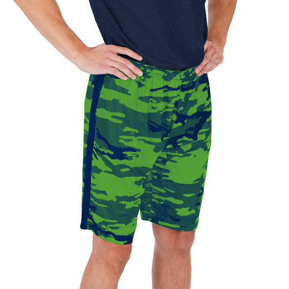 Zubaz Men's NFL Seattle Seahawks Lightweight Camo Lines Shorts with Logo