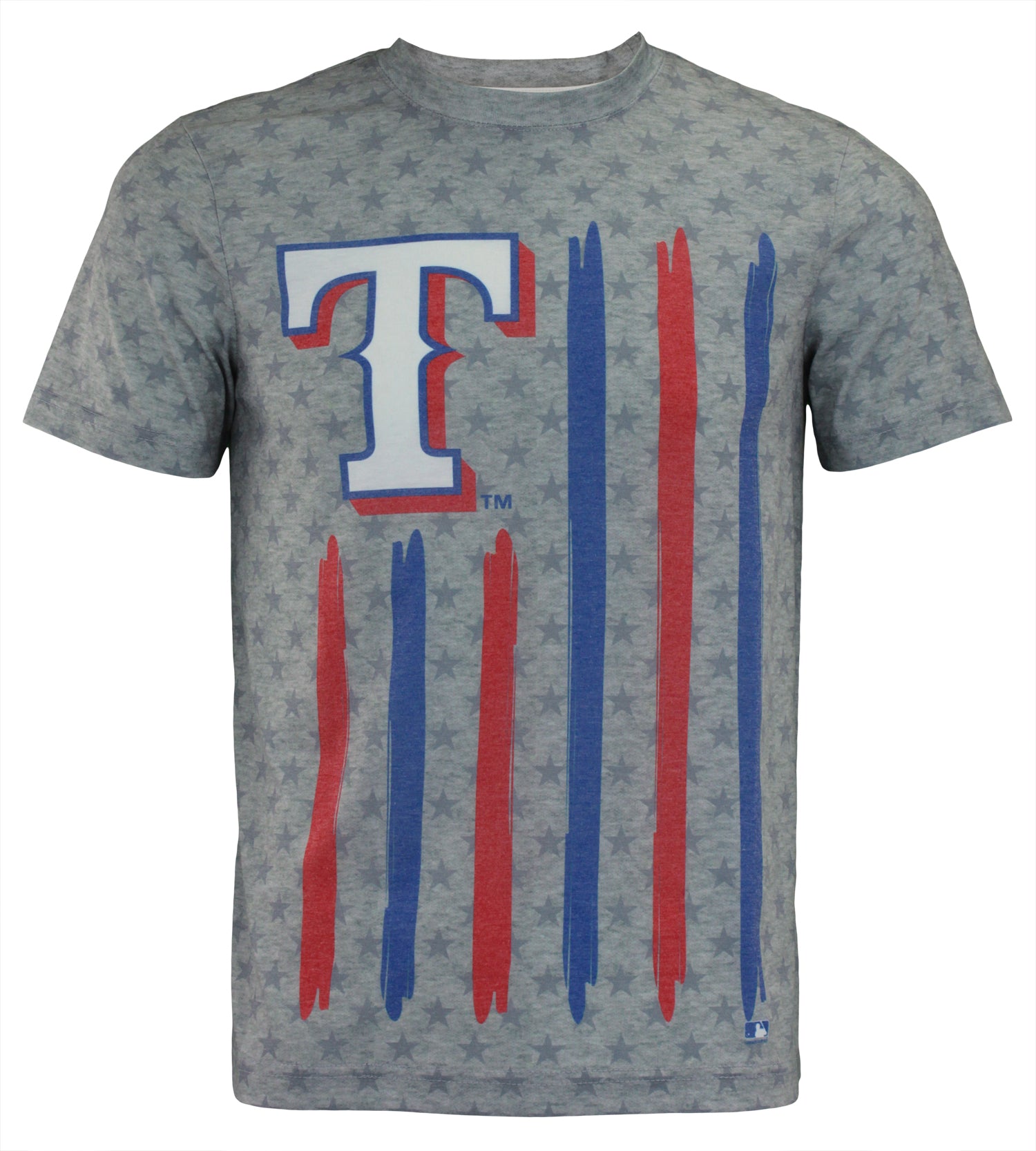 Texas Rangers Big Logo Flag T-Shirt - Gray