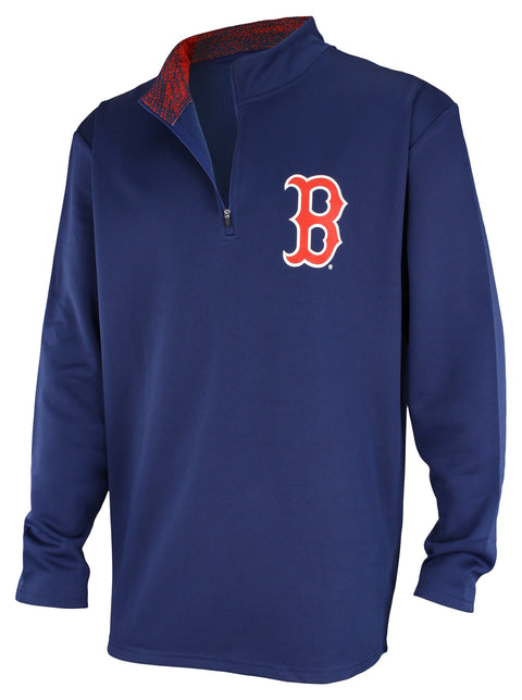 Zubaz MLB Baseball Men's Boston Red Sox Static Collar 1/4 Zip Fleece Pullover