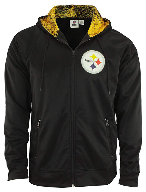 Zubaz NFL Pittsburgh Steelers Men Heavyweight Full Zip  Fleece Hoodie