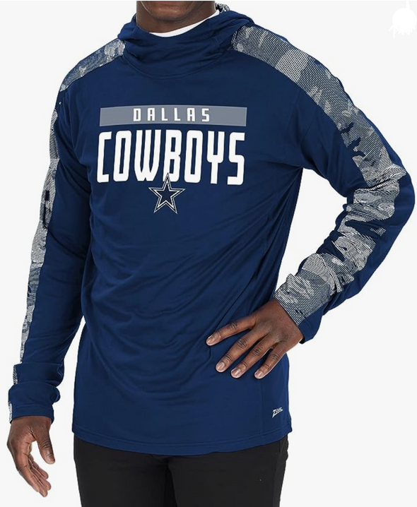Zubaz NFL Men's Dallas Cowboys Lightweight Elevated Hoodie with Camo Accents