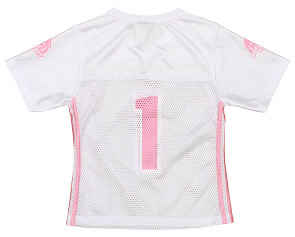 adidas Boise State Broncos NCAA Youth Girl's #1 Fashion Jersey Shirt, White/Pink