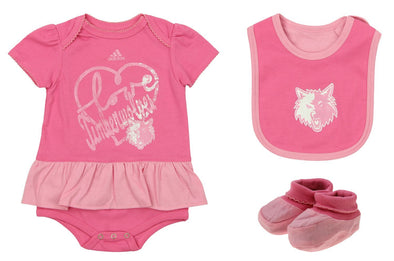 Adidas NBA Infants Minnesota Timberwolves Pink Fan-atic Creeper Set, Pink