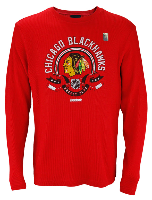 Reebok NHL Hockey Men's Chicago Blackhawks Long Sleeve Thermal Shirt, Red