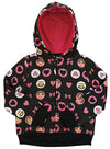 Paul Frank Infants Hearts and Bow Fleece Hoodie Sweatshirt - Black / Pink