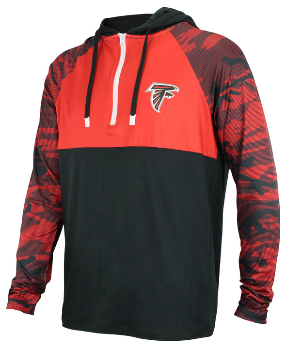 Zubaz NFL Men's Atlanta Falcons Team Color Block 1/4 Zip Hoodie W/ Camo Lines