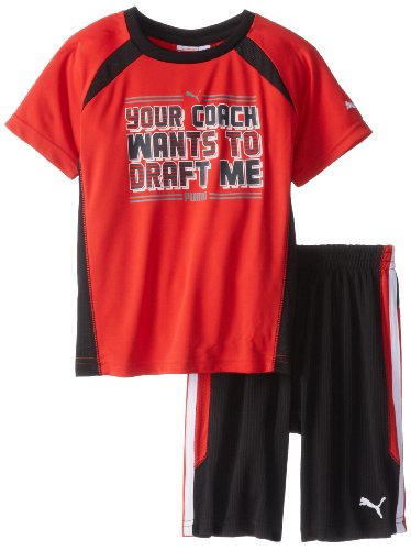 Puma Toddlers Coach Set Soccer Jersey Shirt & Shorts Set - Red