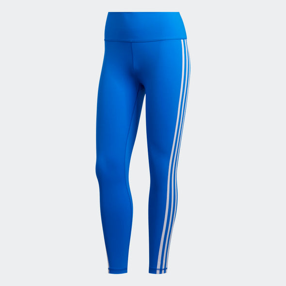 Adidas Women's Believe This 2.0 3-Stripes 7/8 Tights, Glow Blue / White