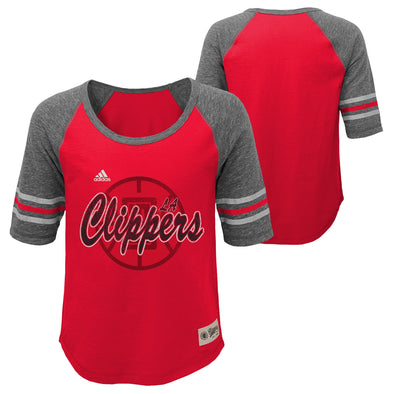 Adidas NBA Youth Girls (7-16) Los Angeles Clippers HI-LO Raglan T-Shirt