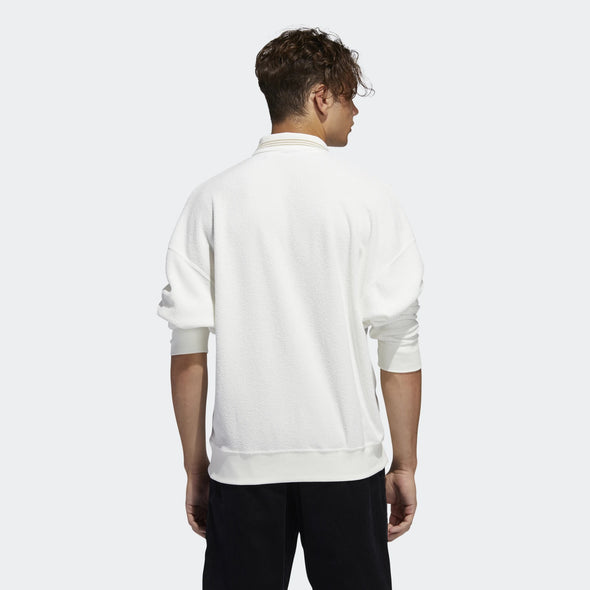 Adidas Men's Bouclette 1/4 Zip Shirt, Off White