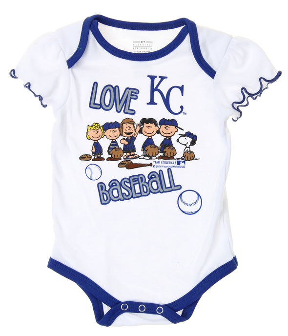 MLB Infants Kansas City Royals Peanuts Love Baseball Creeper, White