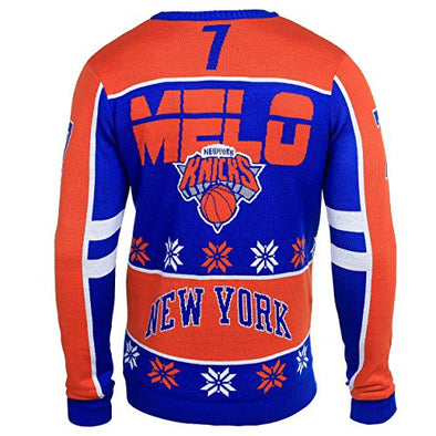 Klew NBA New York Knicks Men's Carmelo Anthony Ugly Sweater, Orange