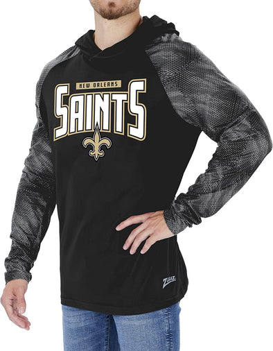Zubaz New Orleans Saints NFL Men's Team Color Hoodie with Tonal Viper Sleeves