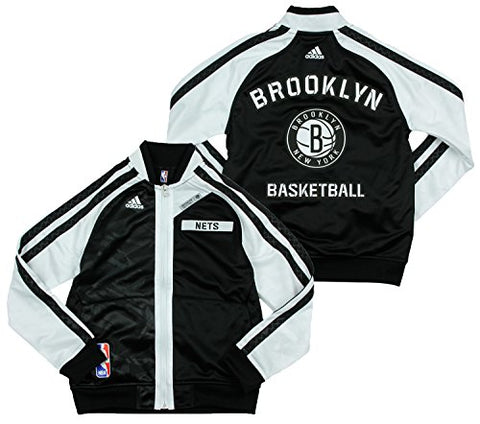 Adidas NBA Youth Boy's Brooklyn Nets On The Court Warm Up Jacket, Black