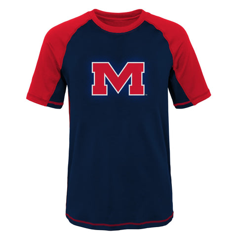 Outerstuff NCAA Youth Mississippi Ole Miss Rebels Color Block Rash Guard Shirt