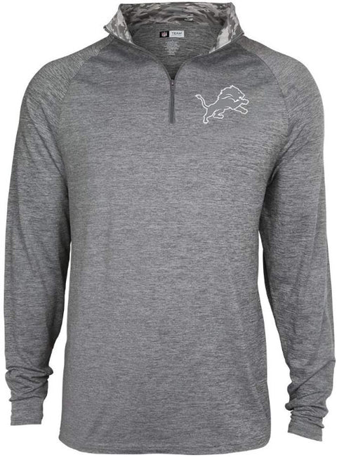 Zubaz NFL Football Men's Detroit Lions Tonal Gray Quarter Zip Sweatshirt