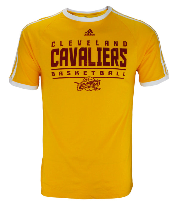 Adidas NBA Men's Cleveland Cavaliers Short Sleeve Distressed Ringer T-Shirt, Gold