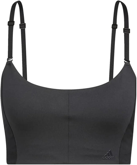 Adidas Women's Yoga Studio Light-Support 3-Stripes Bra, Light Carbon/Black