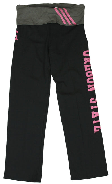 Adidas NCAA Oregon State Youth Girls Yoga Comfort Waist Roll Pants - Black