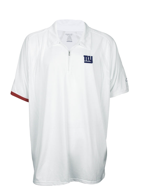 Reebok NFL Men's New York Giants 1/4 Zip Short Sleeve Polo Shirt, White, 2XL