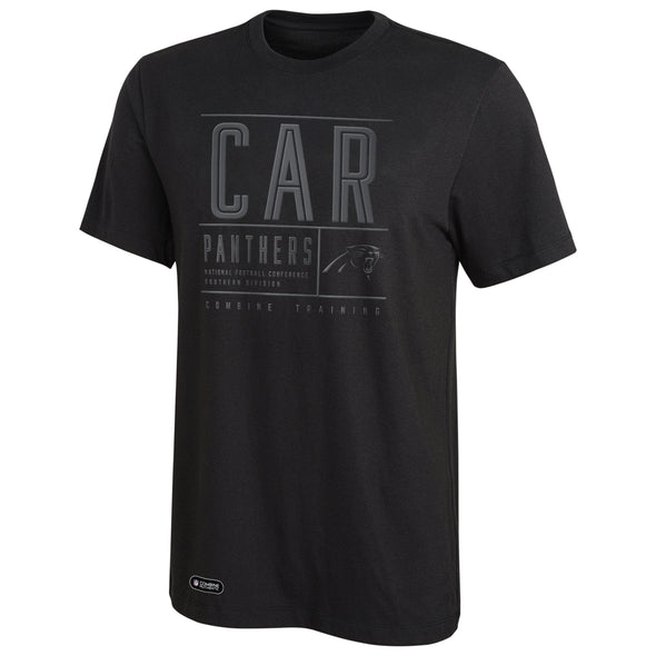 Outerstuff NFL Men's Carolina Panthers Covert Grey On Black Performance T-Shirt