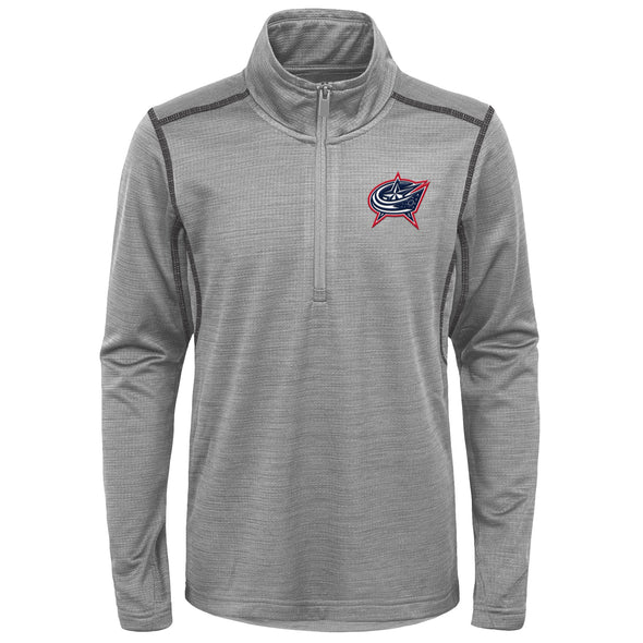 Outerstuff Columbus Blue Jackets NHL Boys Youth (8-20) Back to The Arena 1/4 Zip Pullover Sweater, Grey