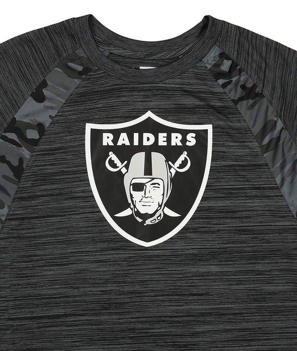 Zubaz NFL Men's Oakland Raiders Tonal Camo Raglan T-Shirt