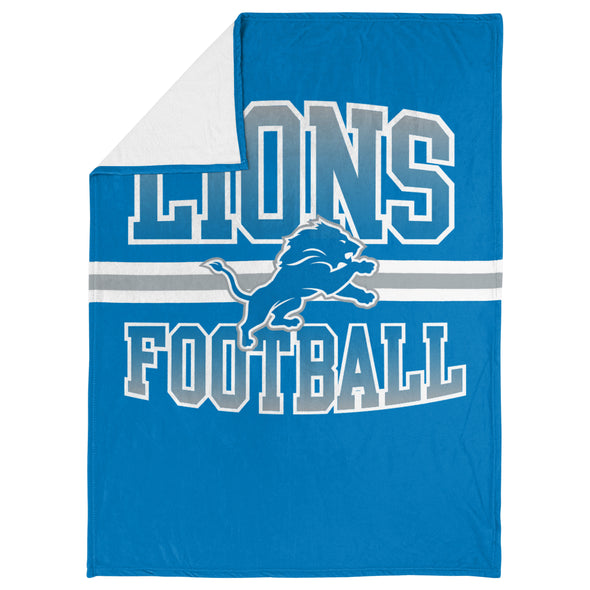 FOCO NFL Detroit Lions Stripe Micro Raschel Plush Throw Blanket, 45 x 60