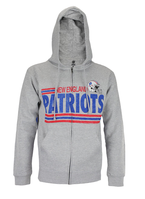 New England Patriots NFL Football Men's Across the Middle Fleece Hoodie, Grey