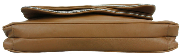 Danielle Nicole "Lindsay" Clutch Shoulder Bag Chain Layered Purse - Brown/Silver