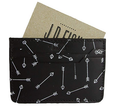 JD Fisk Men's Arrow Print Cardholder, Black/White