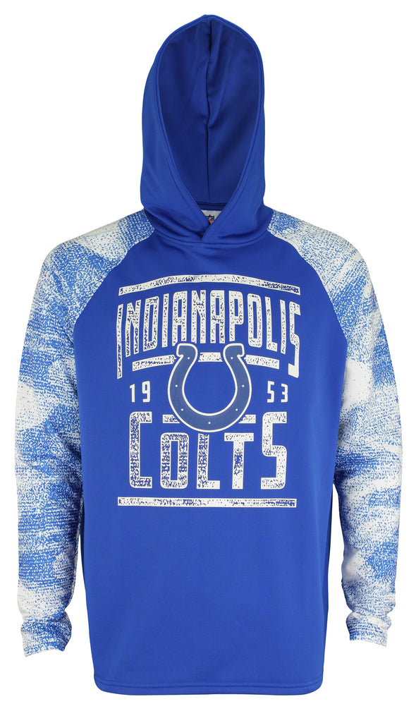 Zubaz NFL Men's Indianapolis Colts Light Weight Pullover Hoodie with Static Sleeves