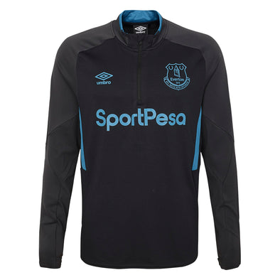 Umbro Men's Everton F.C. 19/20 Half Zip Soccer Jersey, Black/Phantom/Celestial