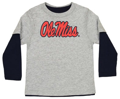 Outerstuff Mississippi Ole Miss Rebels NCAA Toddler Goal Line Stand 3 in 1 Combo Tee, Navy/Grey