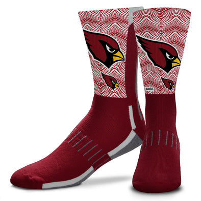 Zubaz X FBF NFL Youth Arizona Cardinals Phenom Curve Crew Socks