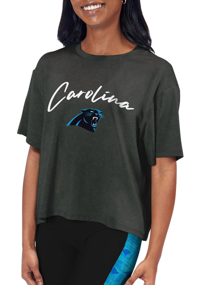 Certo By Northwest NFL Women's Carolina Panthers Turnout Cropped T-Shirt