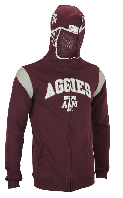 NCAA Youth Texas A&M Aggies Full Zip Helmet Masked Hoodie, Maroon