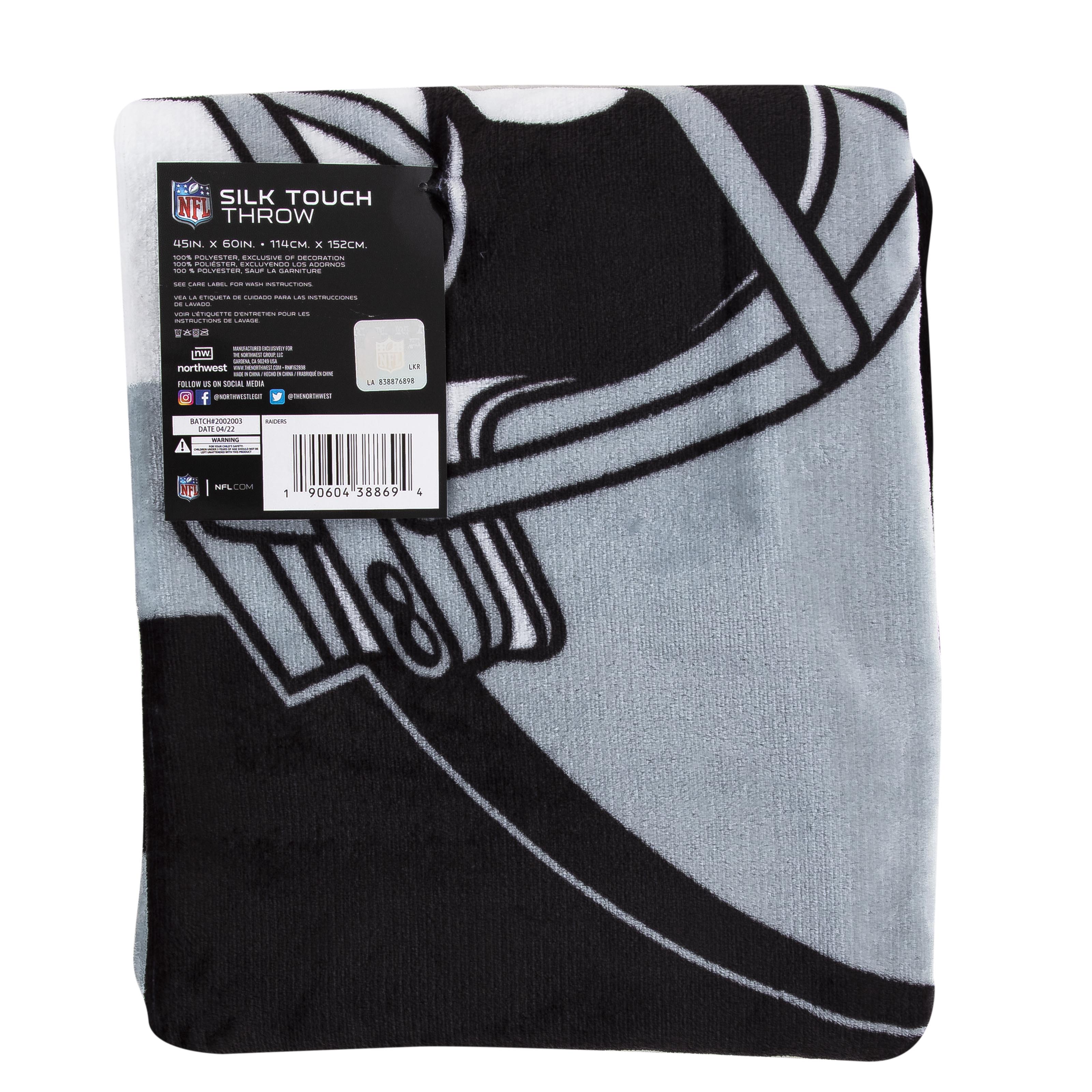 Northwest NFL Las Vegas Raiders Oversized Silk Touch Throw Blanket, Team  Colors, 55 x 70