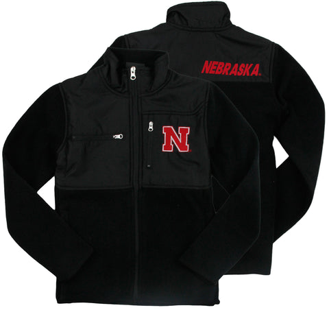Genuine Stuff NCAA Youth Nebraska Cornhuskers Tech Polar Fleece Jacket - Black