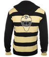 KLEW NHL Men's Pittsburgh Penguins Striped Rugby Pullover Hoodie, Black / Tan