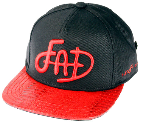 Flat Fitty FAD Strapback Cap Hat, Black and Red, One Size