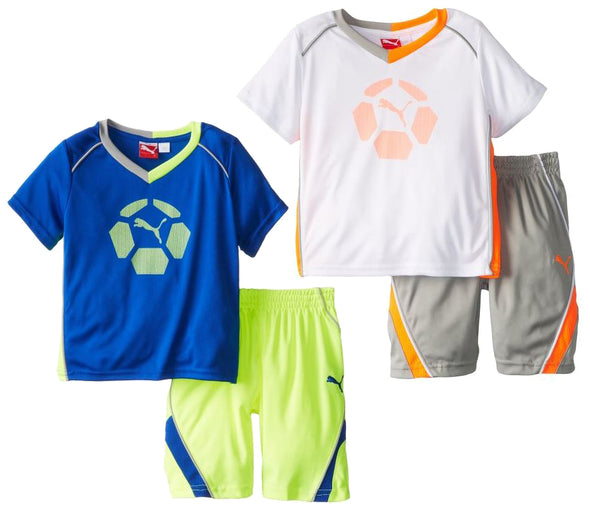 Puma Infant Soccer Team Perf Set - Jersey Shirt & Shorts - White & Blue