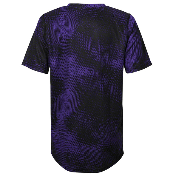 Outerstuff Los Angeles Lakers NBA Boys Youth Court Sublimated Dri-Teck Tee, Purple/Black