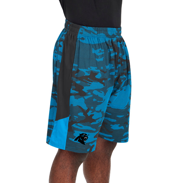 Zubaz Men's NFL Carolina Panthers Lightweight Shorts with Camo Lines