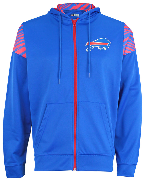 Zubaz Buffalo Bills NFL Men's Full Zip Hoodie with Zebra Print Details