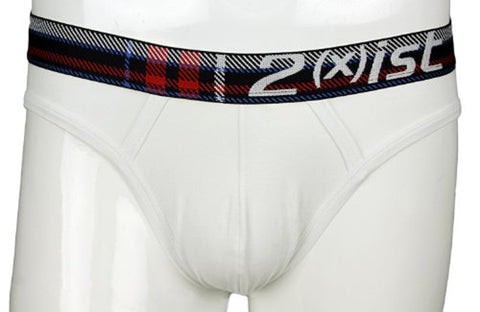 2(X)ist Men's Tartan No-Show Brief Underwear, White