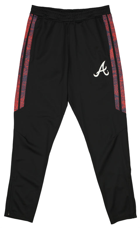 Zubaz MLB Men's Atlanta Braves Static Stripe Black Track Pants