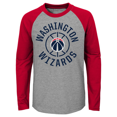 Outerstuff NBA Youth Boys Washington Wizards Fadeaway Raglan Long Sleeve Tee