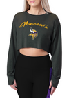 Certo By Northwest NFL Women's Minnesota Vikings Central Long Sleeve Crop Top, Black