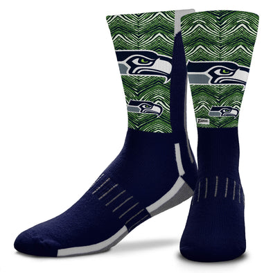 Zubaz X FBF NFL Adult Unisex Seattle Seahawks Phenom Curve Crew Socks